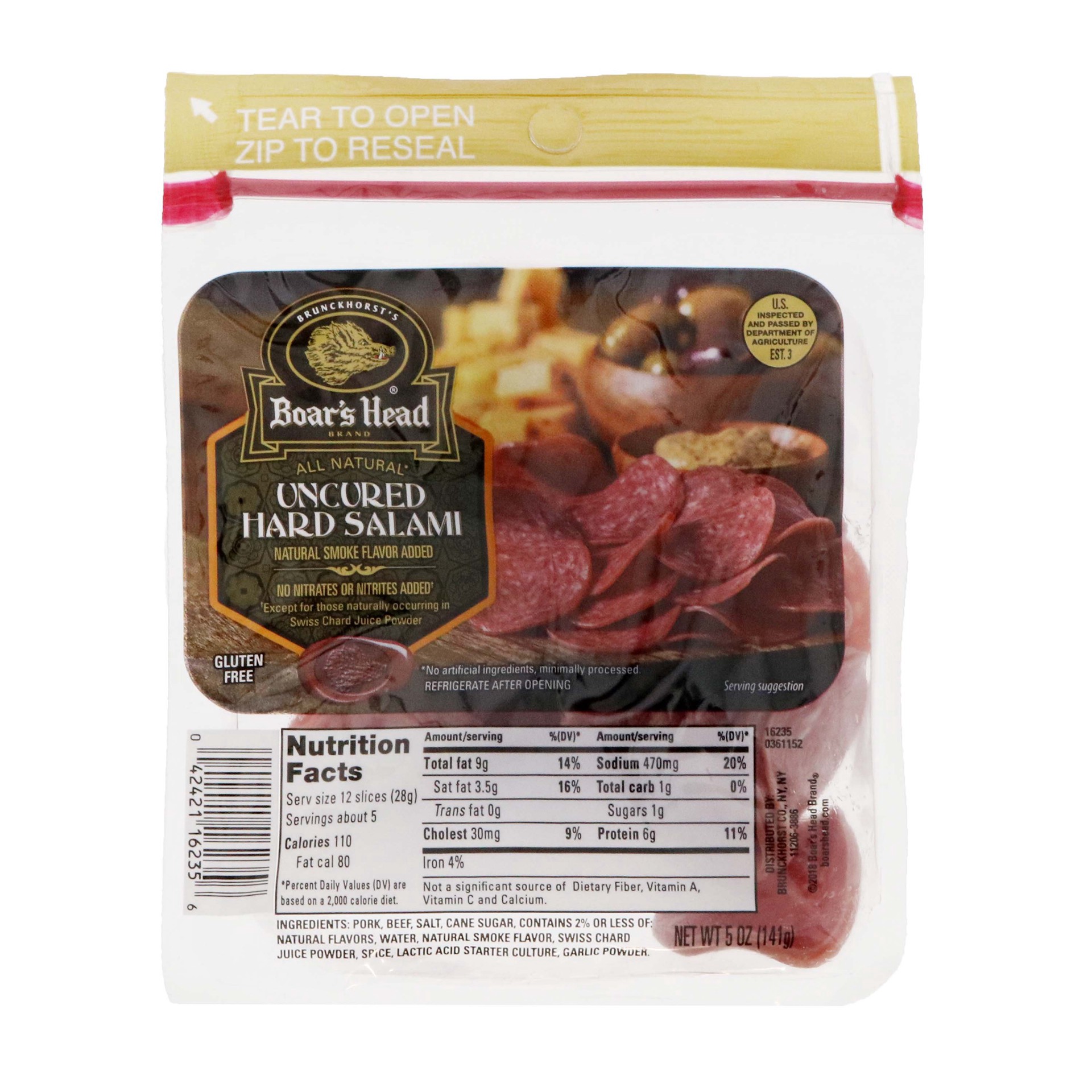 slide 1 of 6, Boar's Head Boar’s Head Uncured Pouch Hard Salami, 5 oz