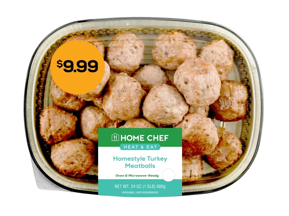 slide 1 of 1, Home Chef Heat & Eat Homestyle Turkey Meatballs, 24 oz