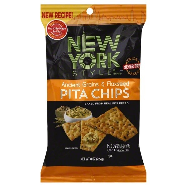 slide 1 of 1, New York Style Ancient Grains & Flaxseed Pita Chips, 8 oz