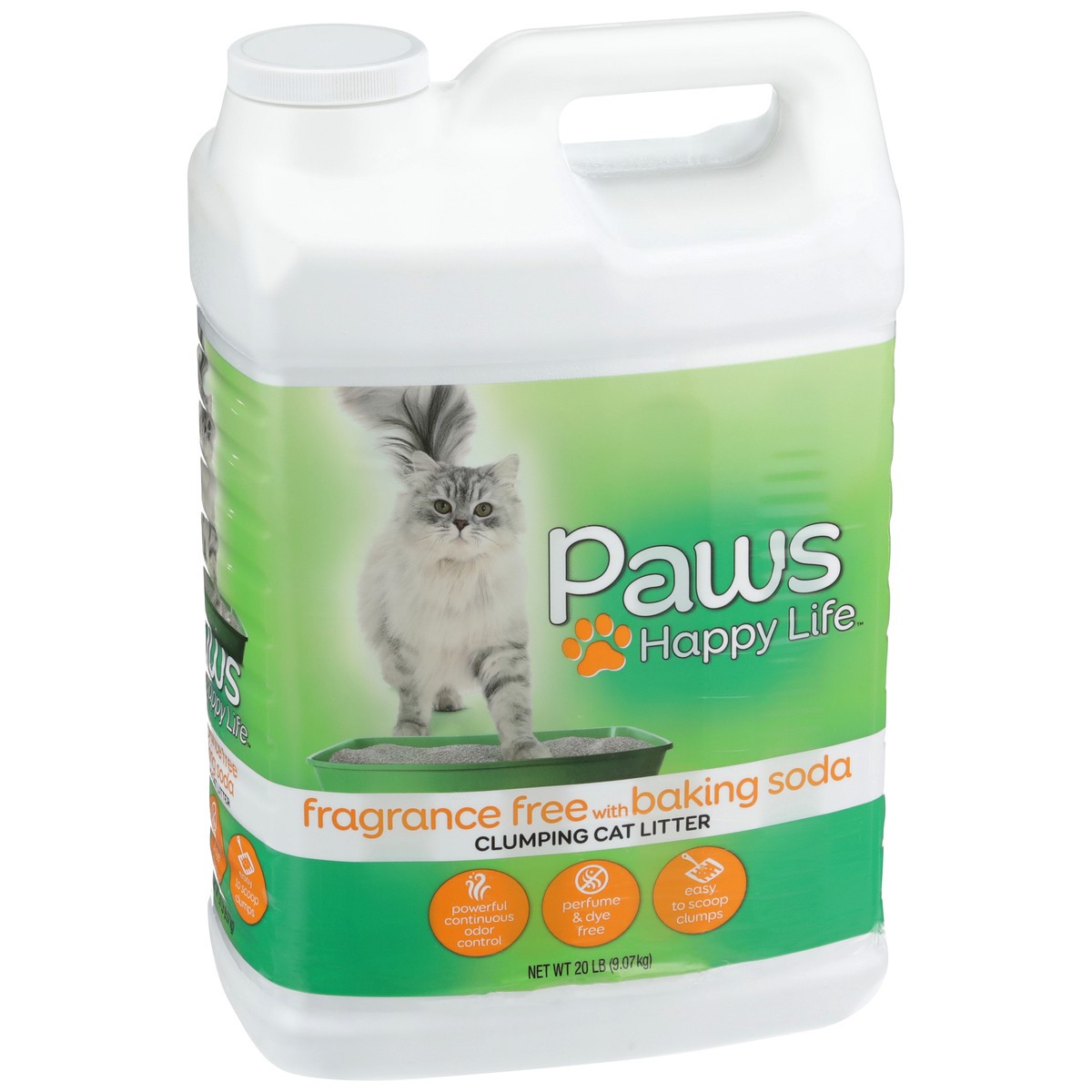 slide 8 of 9, Paws Happy Life Fragrance Free With Baking Soda Clumping Cat Litter, 20 lb