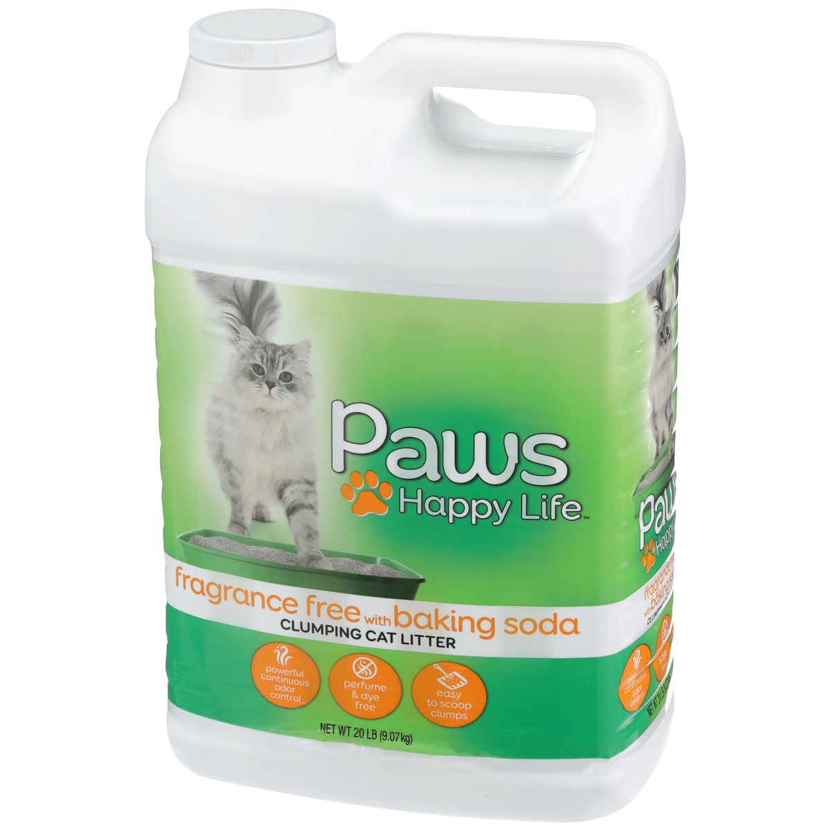 slide 3 of 9, Paws Happy Life Fragrance Free With Baking Soda Clumping Cat Litter, 20 lb