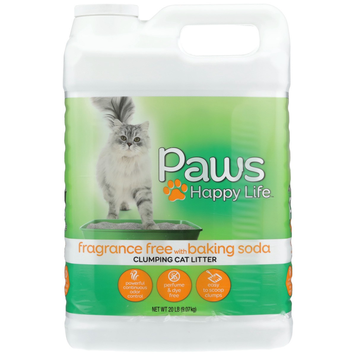 slide 4 of 9, Paws Happy Life Fragrance Free With Baking Soda Clumping Cat Litter, 20 lb