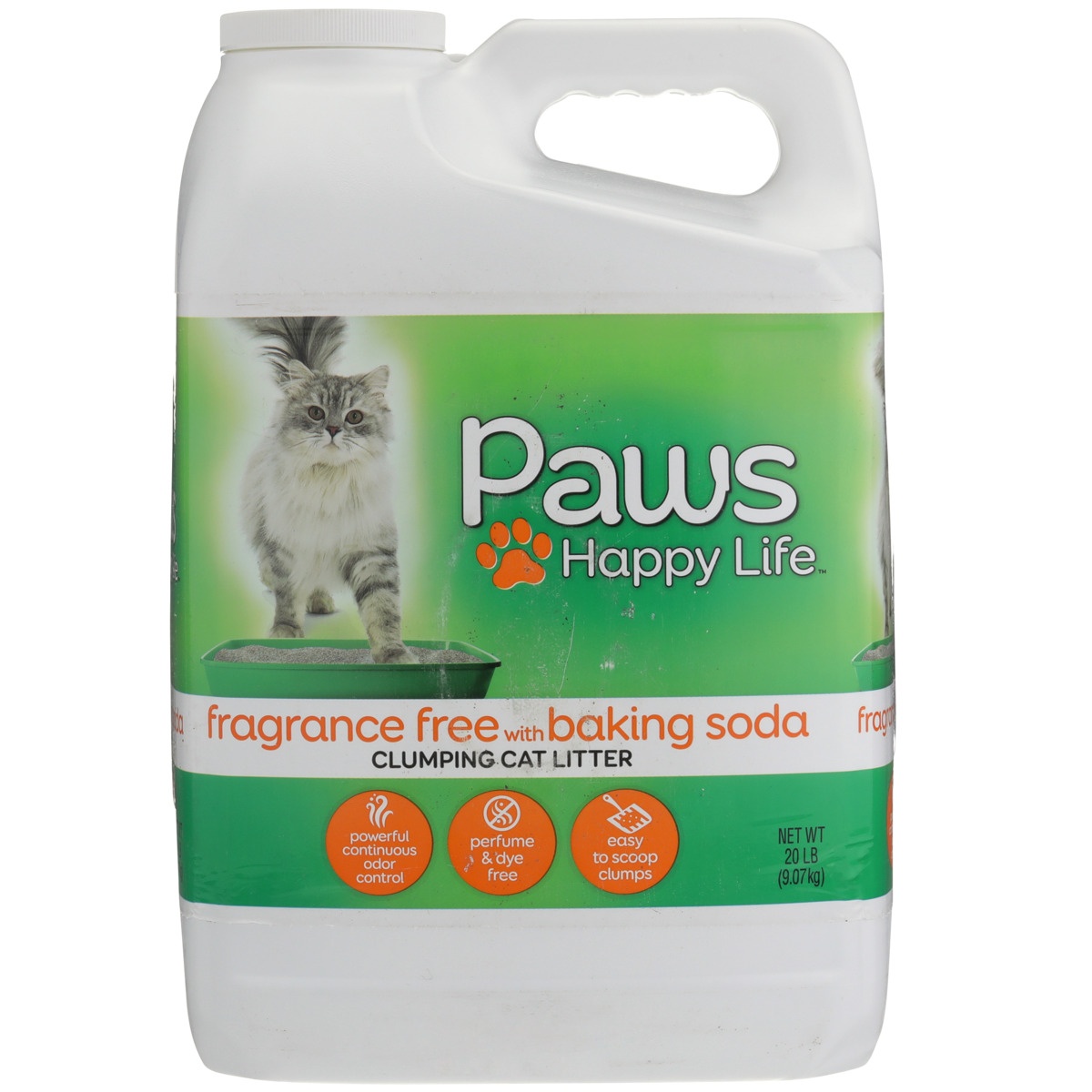 slide 7 of 8, Paws Happy Life Fragrance Free With Baking Soda Clumping Cat Litter, 20 lb