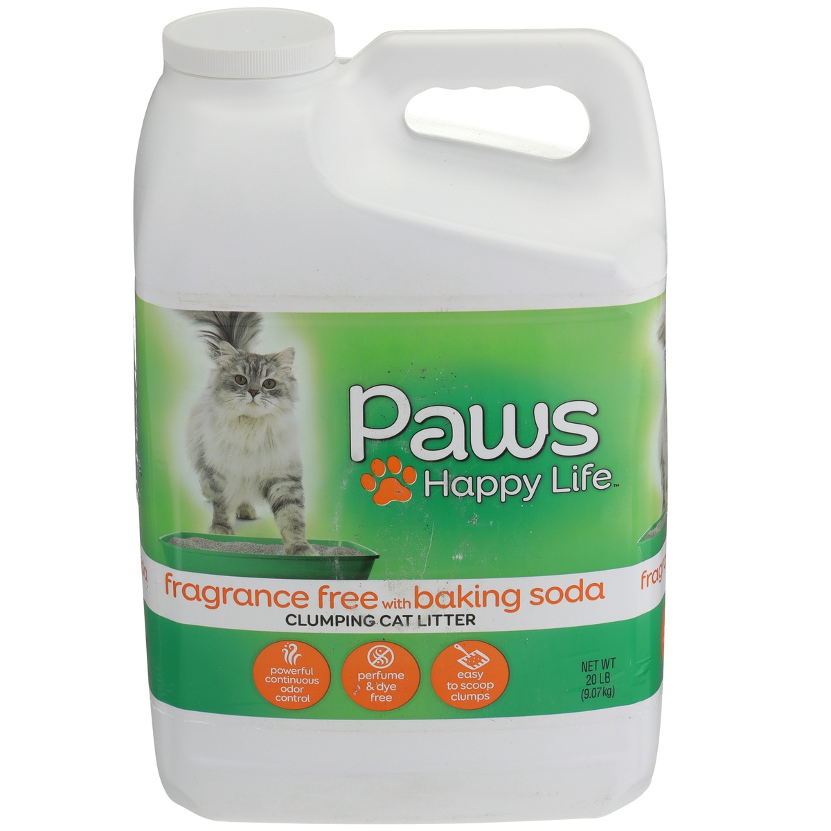 slide 1 of 8, Paws Happy Life Fragrance Free With Baking Soda Clumping Cat Litter, 20 lb
