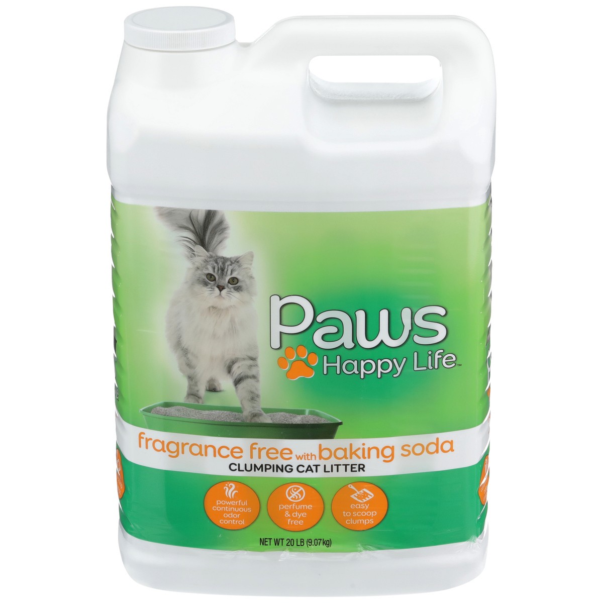 slide 1 of 9, Paws Happy Life Fragrance Free With Baking Soda Clumping Cat Litter, 20 lb