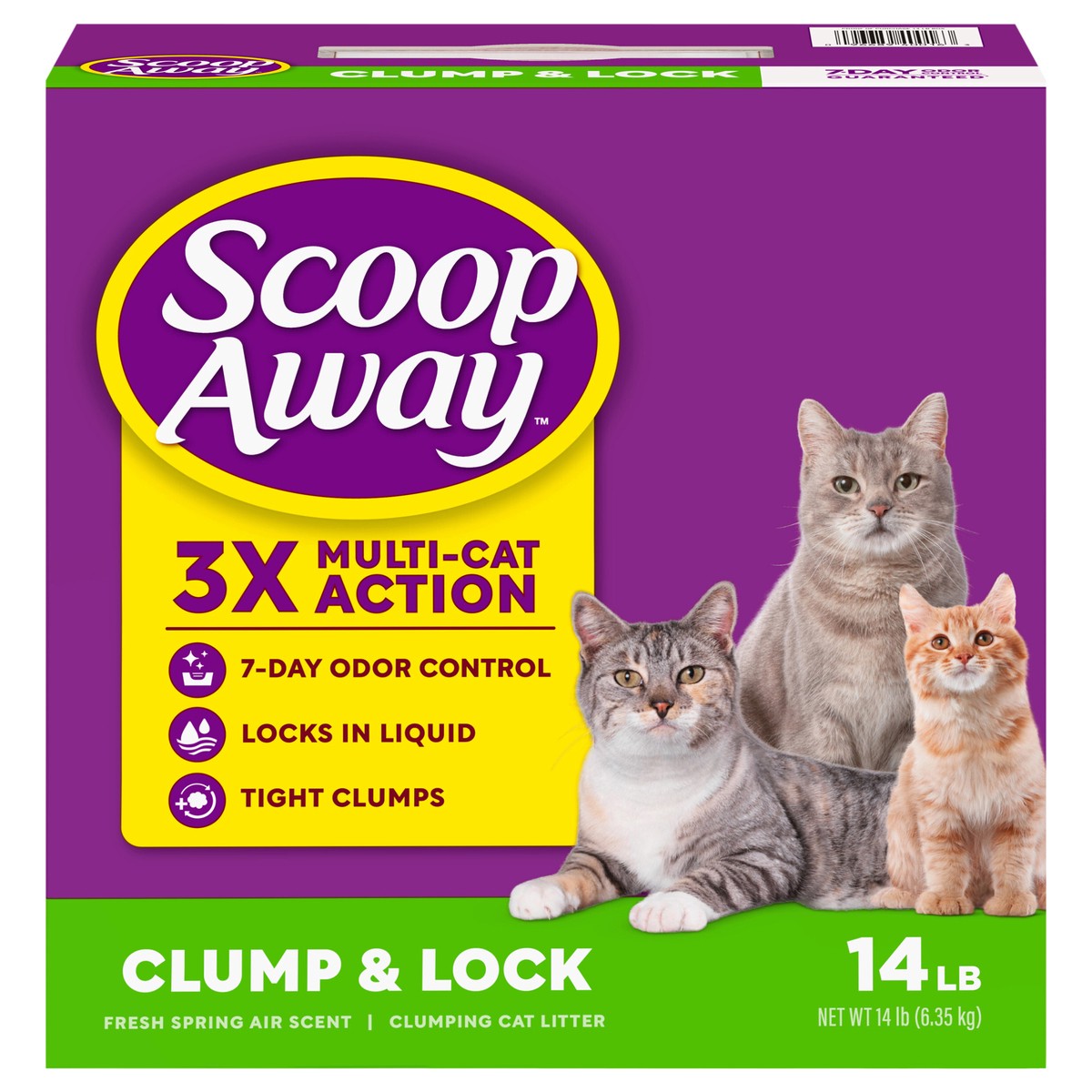 slide 1 of 7, Scoop Away Clump and Lock Fresh Spring Air Scented Cat Litter, 224 oz