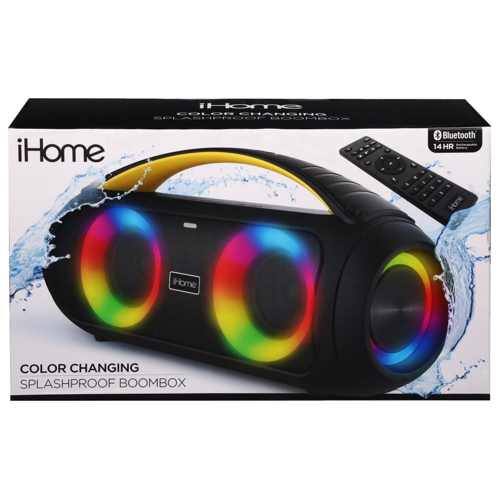 slide 4 of 4, Ihome Color Changing Slashproof Boombox, 1 ct