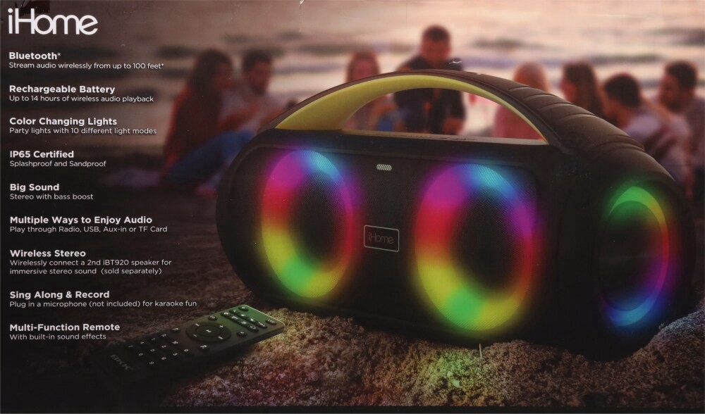 slide 2 of 4, Ihome Color Changing Slashproof Boombox, 1 ct