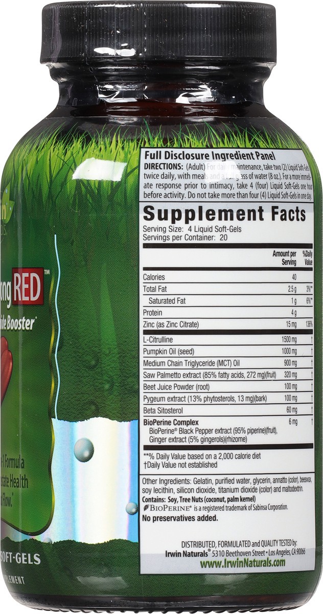 slide 8 of 9, Irwin Naturals Red Prosta-Strong with Nitric Oxide Booster 80 Liquid Soft-Gels, 80 ct