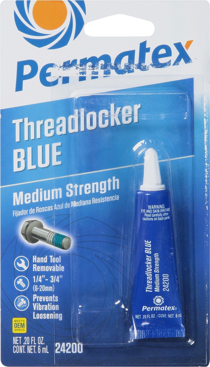 slide 10 of 10, Permatex Blue Medium Strength Threadlocker 0.20 fl oz, 0.2 fl oz