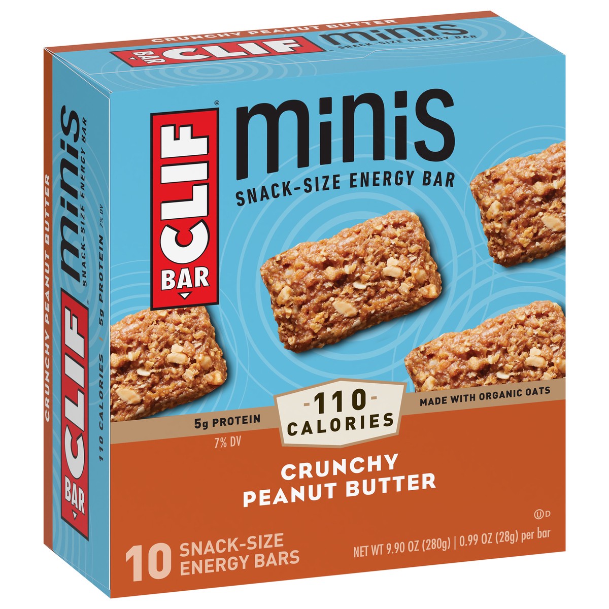 slide 2 of 9, CLIF BAR Minis - Crunchy Peanut Butter - Made with Organic Oats - 5g Protein - Non-GMO - Plant Based - Snack-Size Energy Bars - 0.99 oz. (10 Pack), 0.99 oz, 10 ct