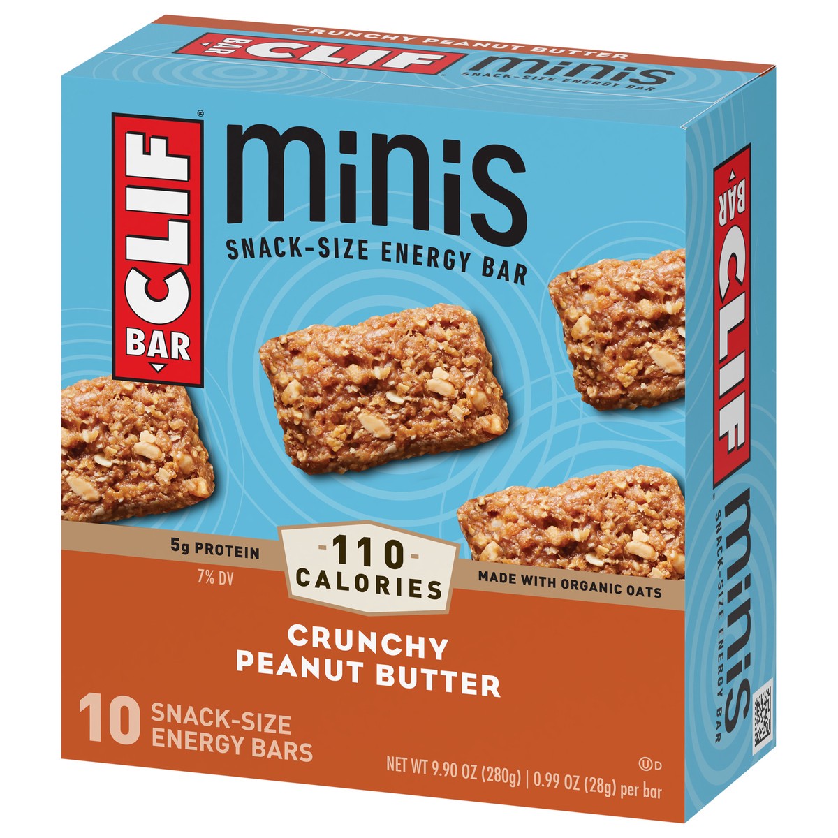 slide 3 of 9, CLIF BAR Minis - Crunchy Peanut Butter - Made with Organic Oats - 5g Protein - Non-GMO - Plant Based - Snack-Size Energy Bars - 0.99 oz. (10 Pack), 0.99 oz, 10 ct