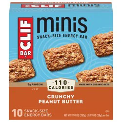 CLIF BAR Minis - Crunchy Peanut Butter - Made with Organic Oats - 5g Protein - Non-GMO - Plant Based - Snack-Size Energy Bars - 0.99 oz. (10 Pack)