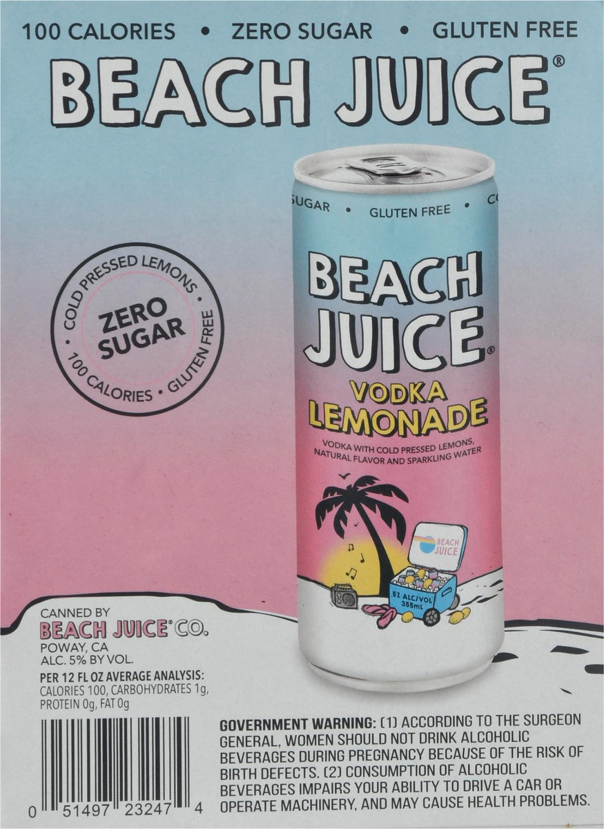 slide 10 of 10, Beach Juice Lemonade Vodka 4 - 355 ml Cans, 4 ct
