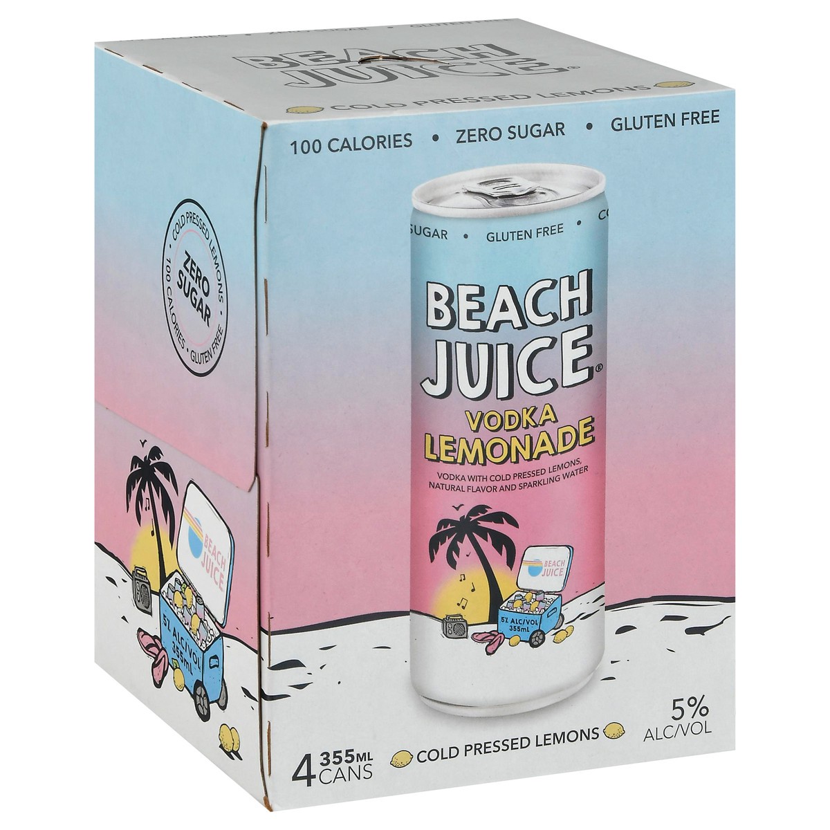 slide 5 of 10, Beach Juice Lemonade Vodka 4 - 355 ml Cans, 4 ct