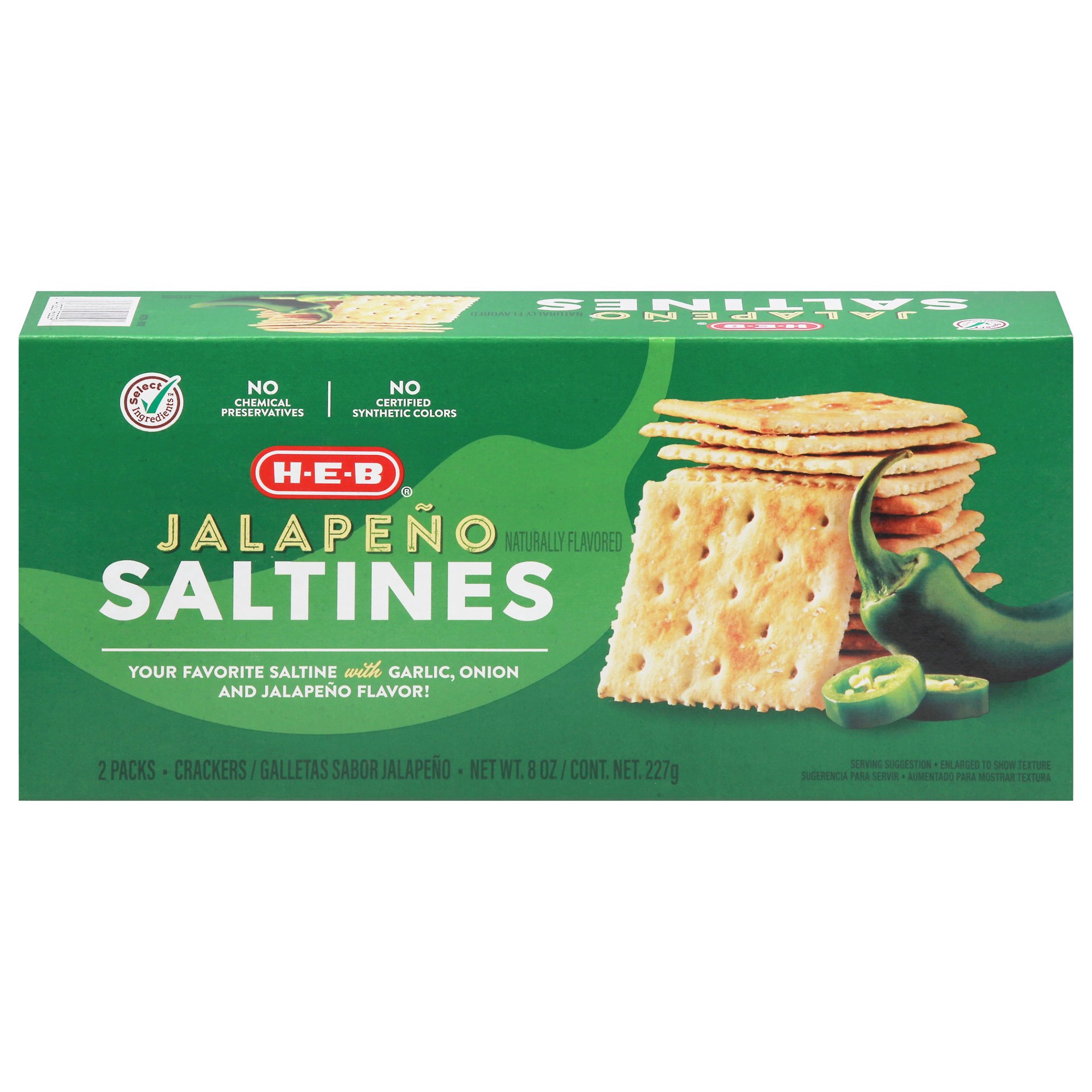 slide 1 of 1, H-E-B Jalapeno Saltine Crackers, 8 oz