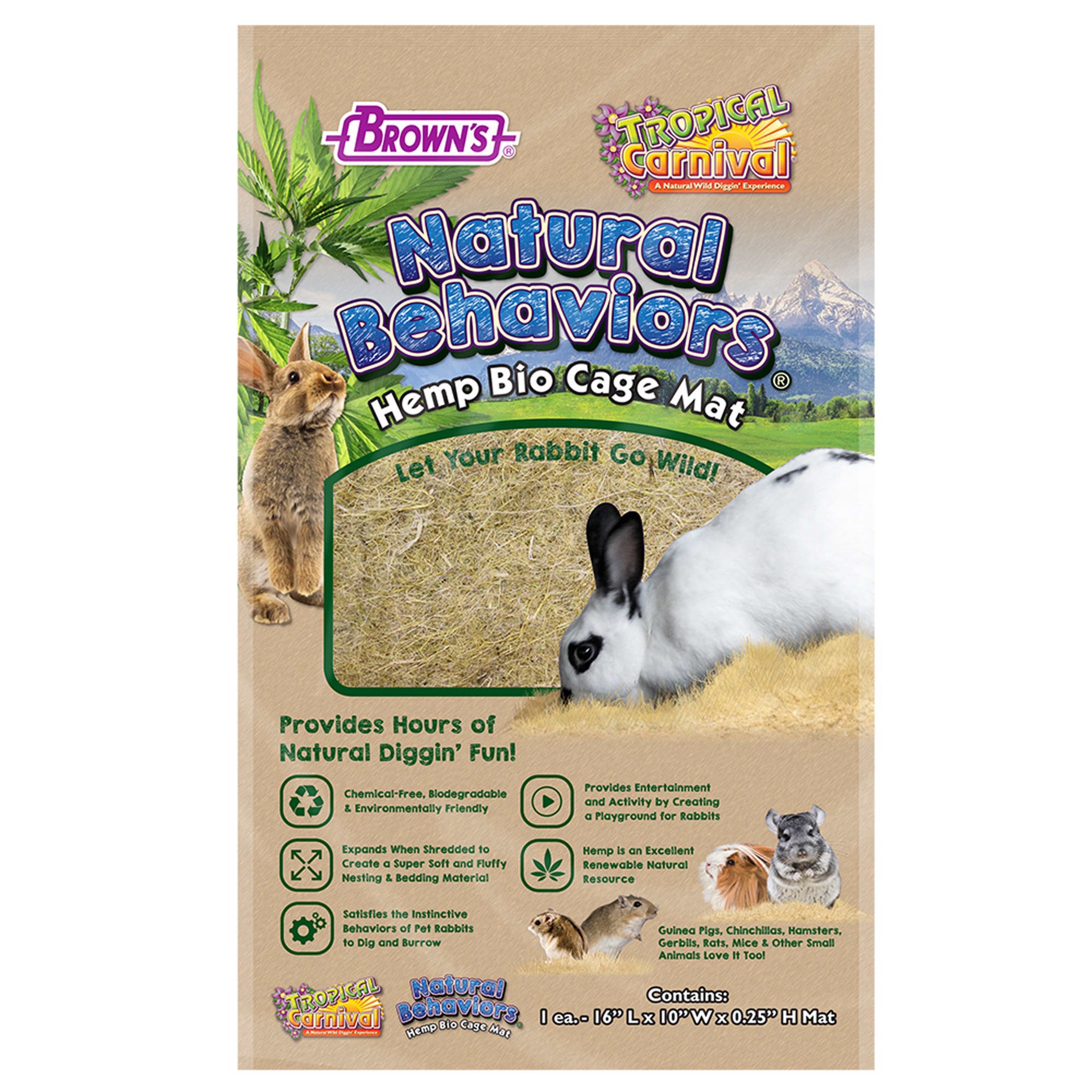 slide 1 of 1, Tropical Carnival Brown's Tropical Carnival Natural Behaviors Hemp Bio Cage Mat, 1 ct
