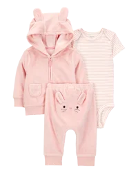 Carter's Baby 3-Piece Bunny Little Cardigan Set - Pink Pink 9M