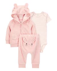 Carter's Baby 3-Piece Bunny Little Cardigan Set - Pink Pink 9M