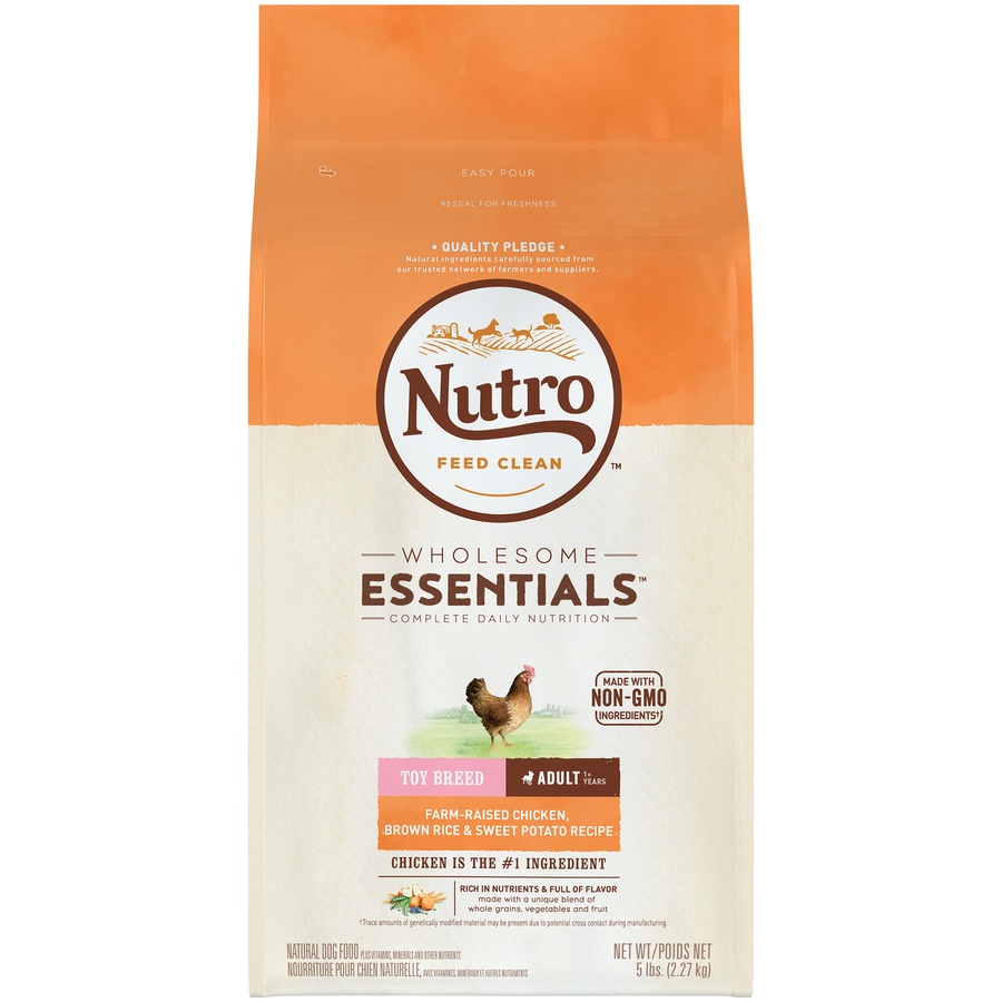 slide 1 of 1, Nutro Wholesome Essentials Farm-Raised Chicken, Brown Rice & Sweet Potato Recipe Dry Toy Breed Adult, 5 lb