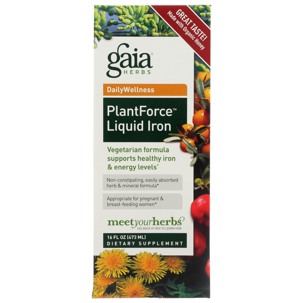 slide 1 of 1, Gaia Herbs Plantforce Liquid Iron, 1 ct