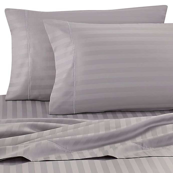 slide 1 of 2, Wamsutta Stripe 500-Thread-Count PimaCott Olympic Queen Sheet Set - Silver, 1 ct