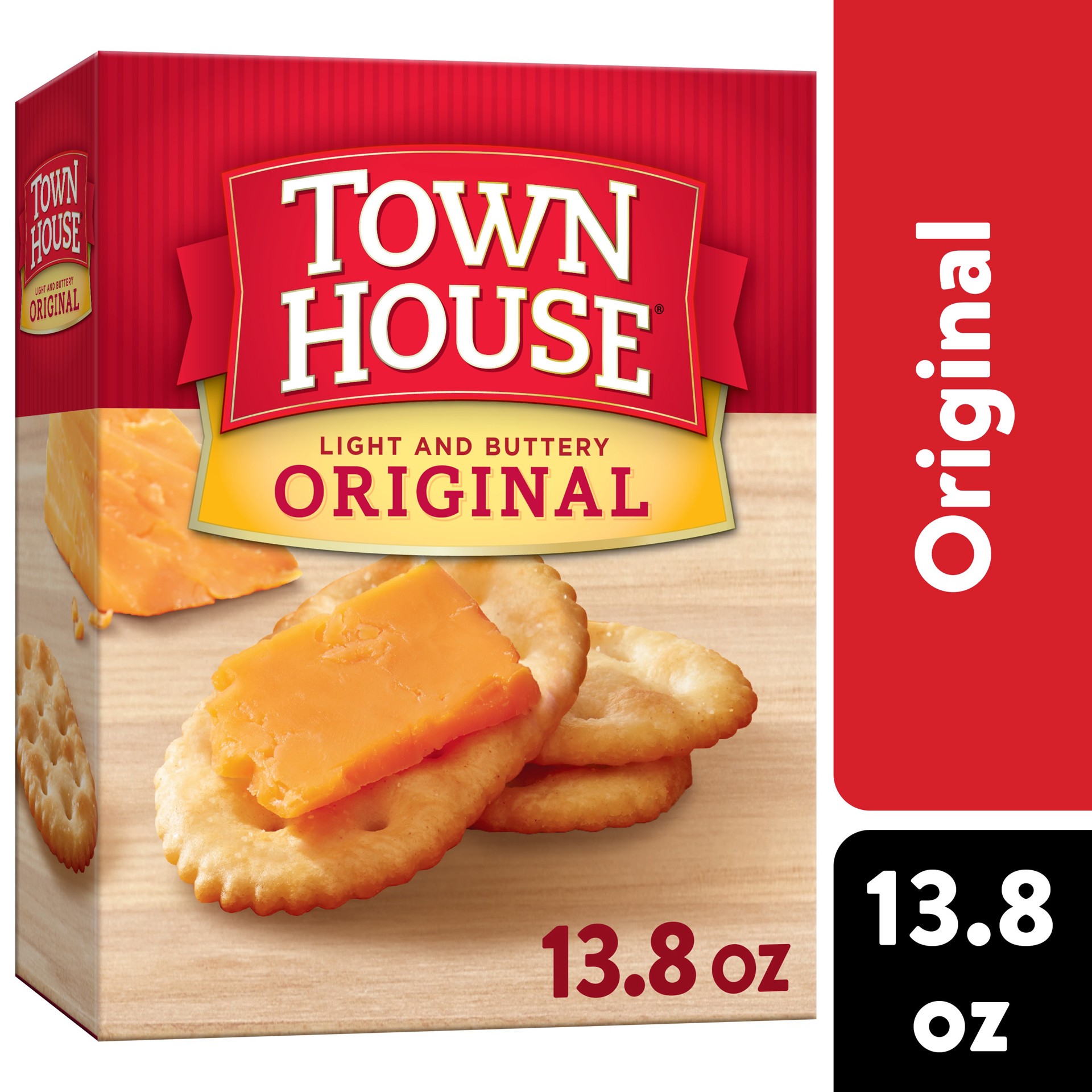 slide 1 of 101, Town House Oven Baked Crackers, Party Snacks, Light and Buttery, Original, 13.8oz Box, 1 Box, 13.8 oz