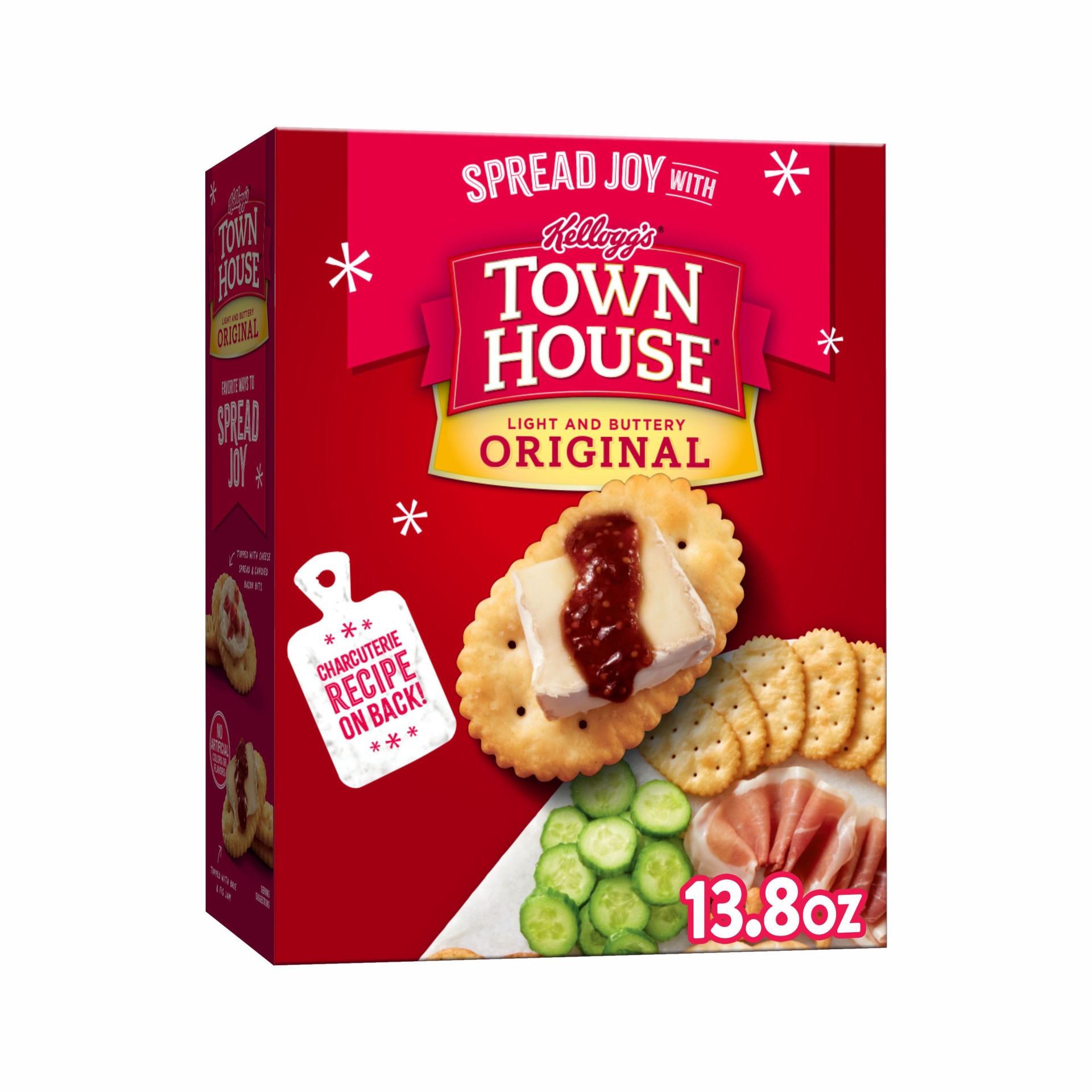 slide 1 of 5, Kellogg's Town House Oven Baked Crackers, Party Snacks, Light and Buttery, Original, 13.8 oz