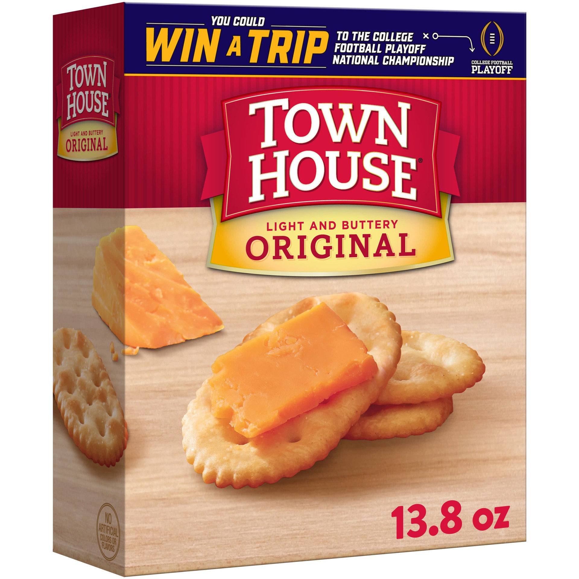 slide 1 of 101, Town House Oven Baked Crackers, Party Snacks, Light and Buttery, Original, 13.8oz Box, 1 Box, 13.8 oz