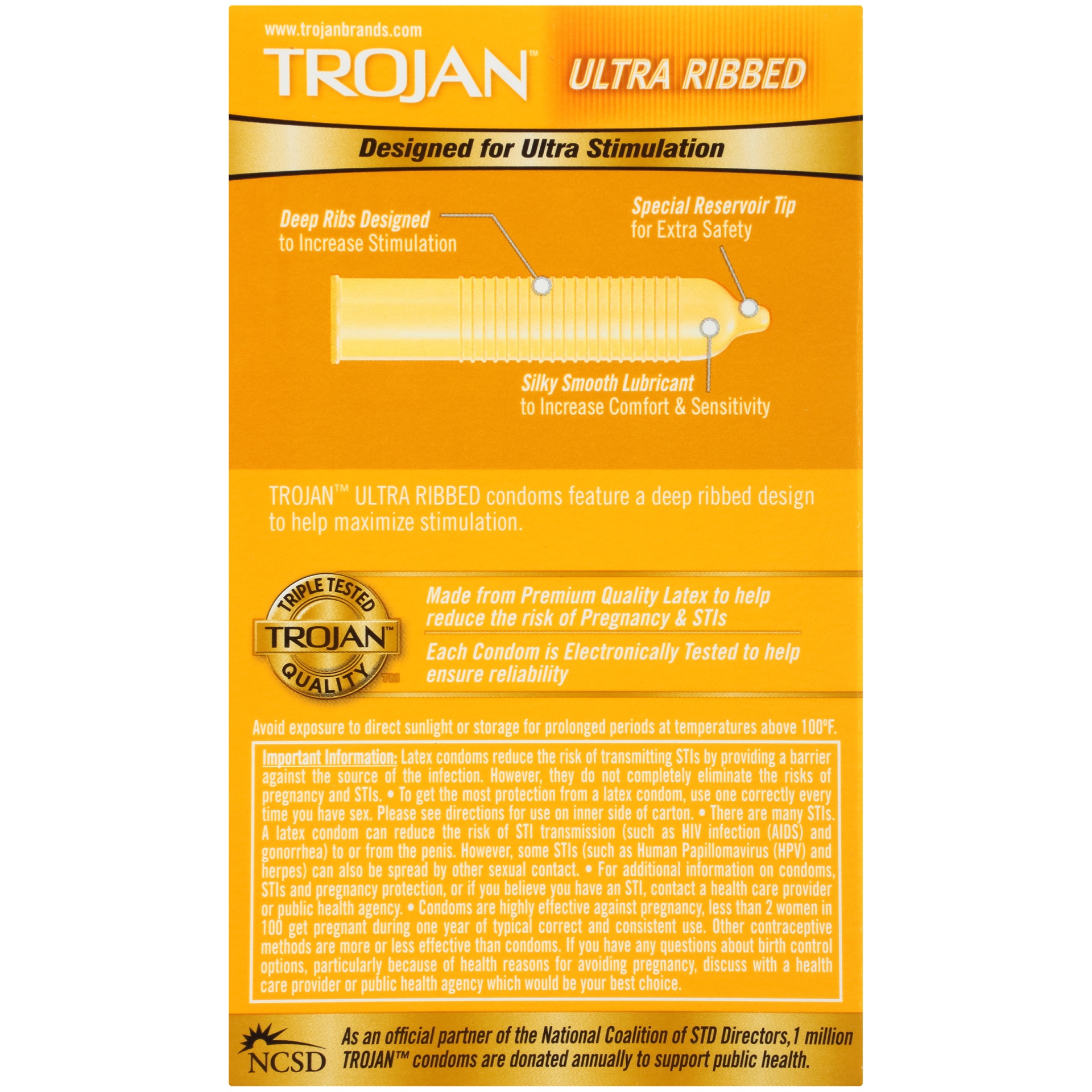 slide 7 of 7, Trojan Stimulations Ultra Ribbed Premium Lubricated Condoms, 12 ct