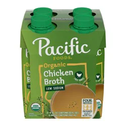 Pacific Foods Low Sodium Organic Free-Range Chicken Broth, 8 oz Carton (4 Pack)