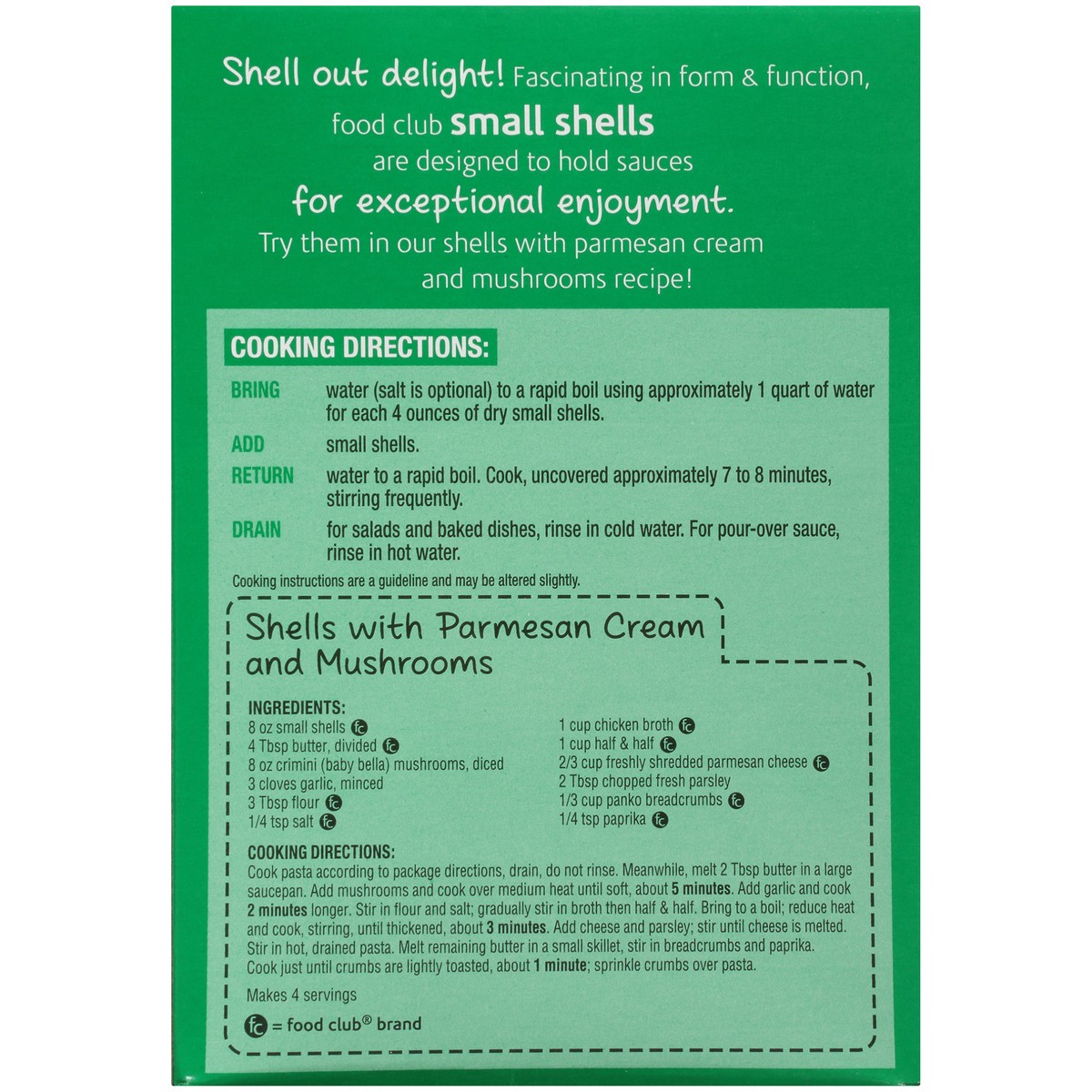 slide 7 of 9, Food Club Small Shells 16 oz, 16 oz