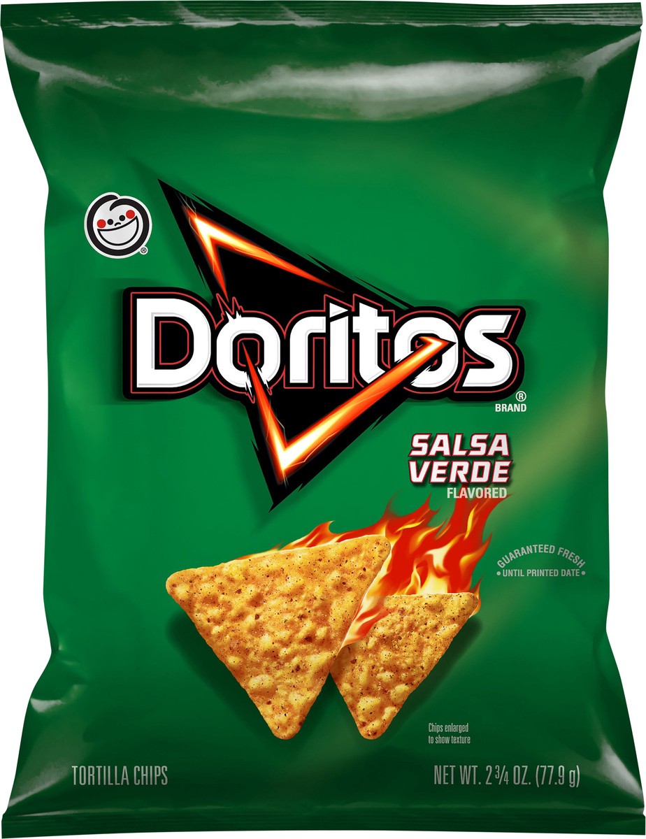 slide 3 of 6, Doritos Tortilla Chips Salsa Verde Flavored 2 3/4Oz, 2.75 oz