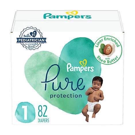 slide 1 of 1, Pampers Pure Sz 1 Super Pk, 74 ct