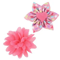 Li'l Pals Pink Flower & Pink Heart Flower Pet Collar Accessory Set