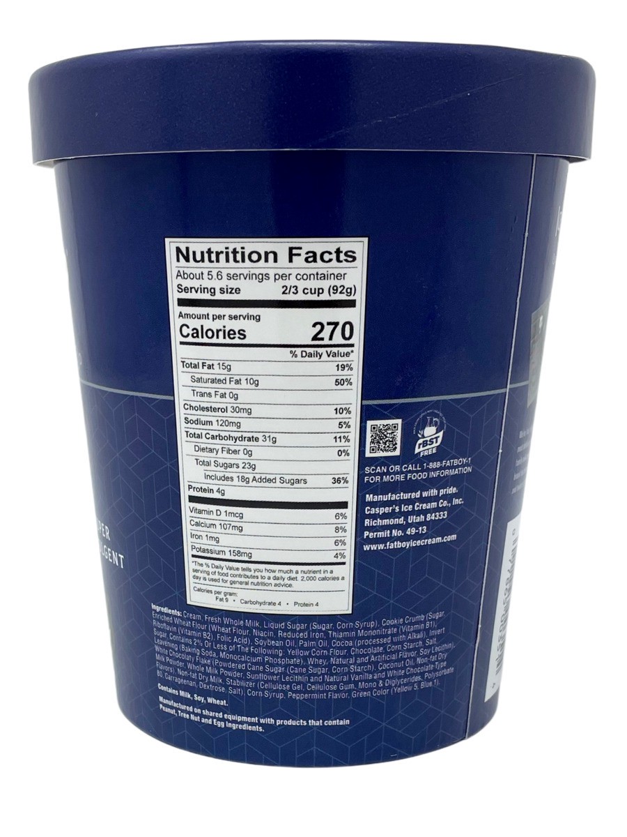 slide 2 of 3, Fat Boy Super premium cookie mint chip super creamy, super indulgent ice cream., 30 fl oz