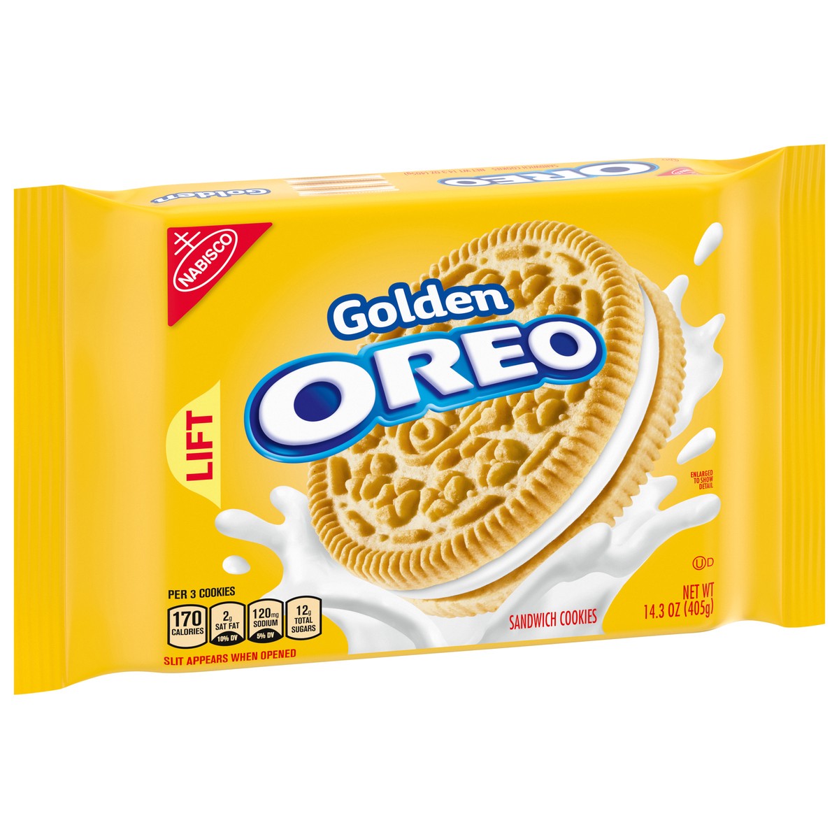 slide 2 of 9, OREO Golden Sandwich Cookies, 14.3 oz, 0.89 lb