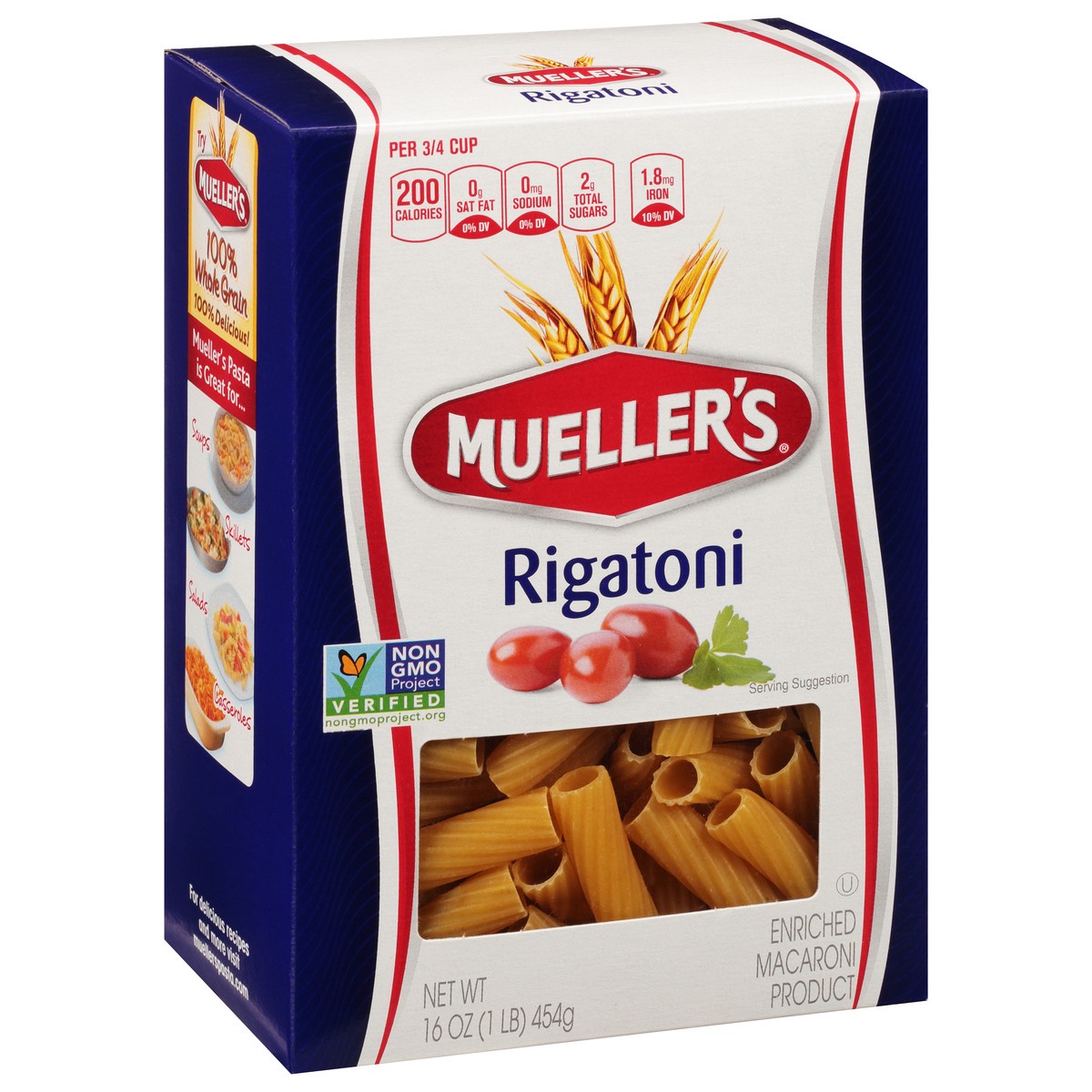 slide 3 of 9, Mueller's Rigatoni 16 oz, 16 oz