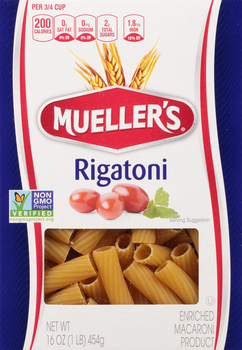 slide 1 of 9, Mueller's Rigatoni 16 oz, 16 oz
