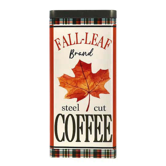 slide 1 of 4, 7.75" Leaf Coffee Tin Can By Ashland, 3.5 in x 3.5 in x 7.75 in