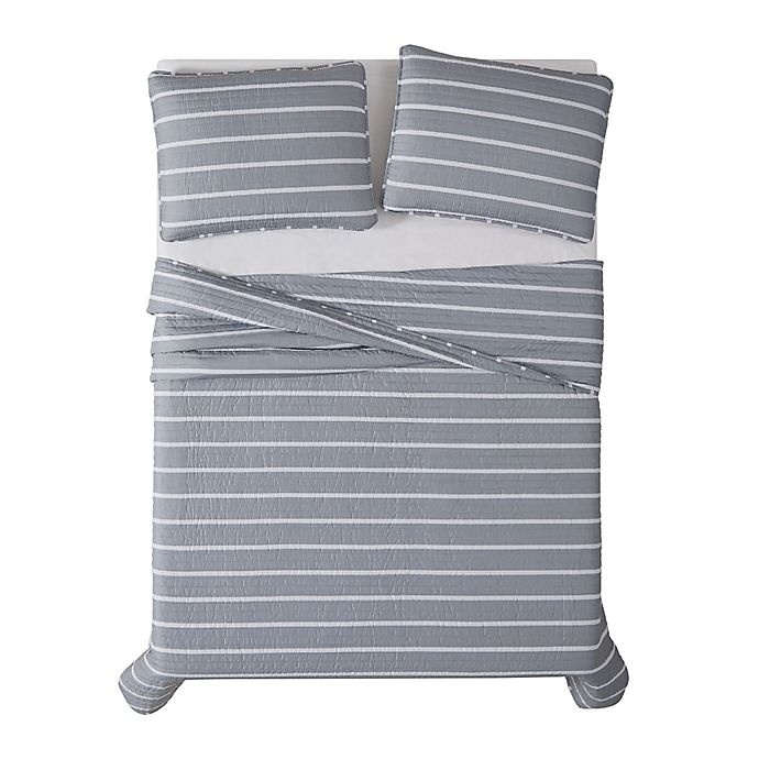 slide 3 of 5, Truly Soft Maddow Stripe Full/Queen Quilt Set - Grey, 3 ct