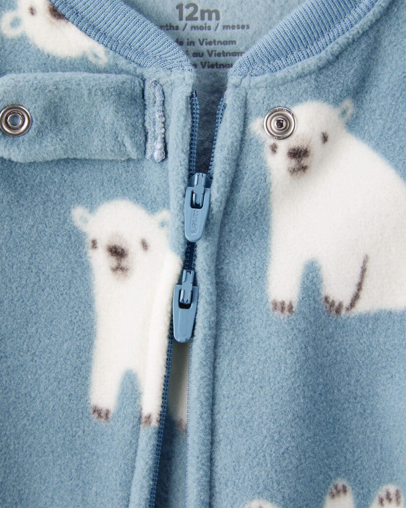 slide 2 of 3, Carter's Baby Boy Polar Bear Print Loose Fit Long-Sleeve 2-Way Zip 1-Piece Pajamas - Blue Blue 24M, 1 ct
