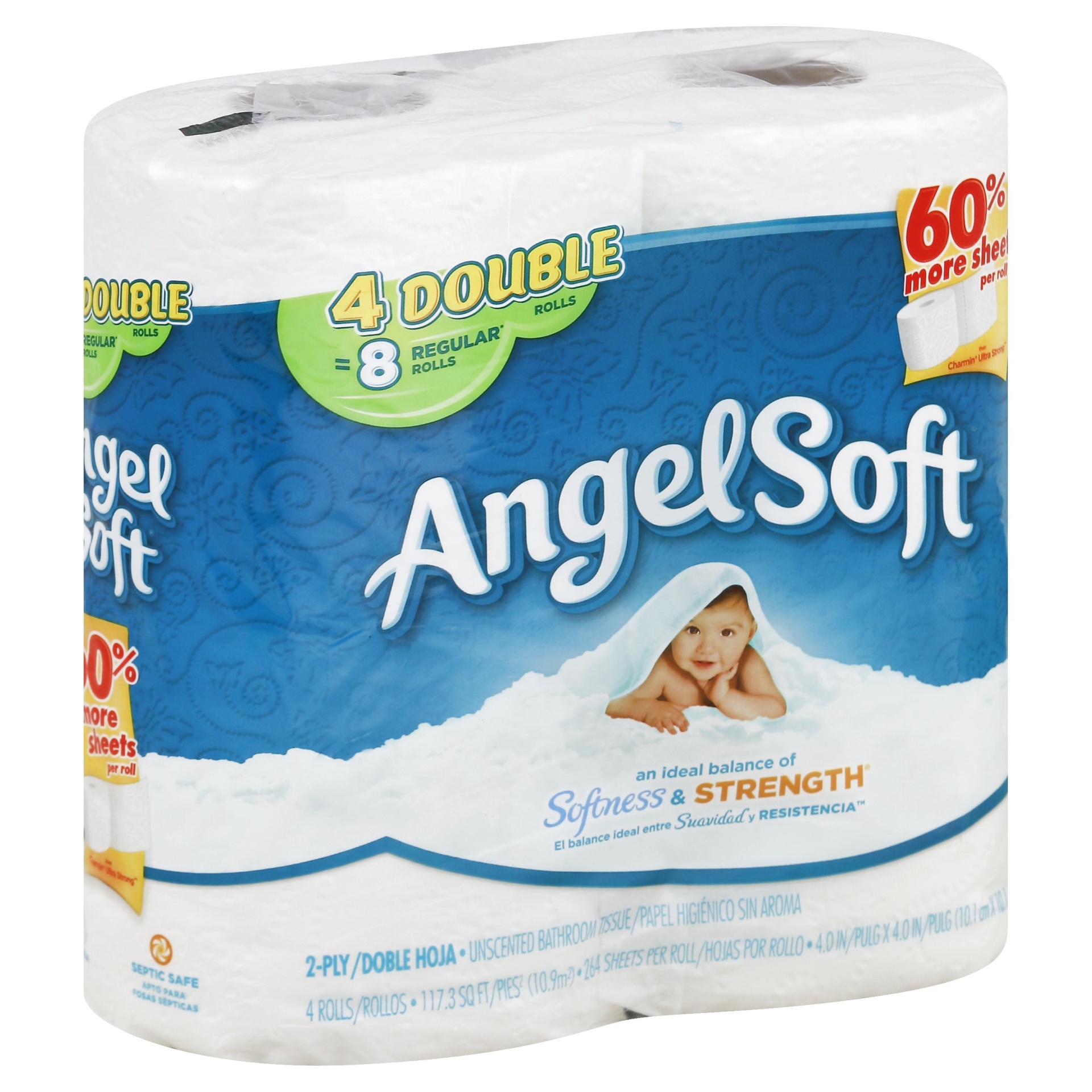 slide 1 of 4, Angel Soft Bath Tissue Double Rolls, 4 ct