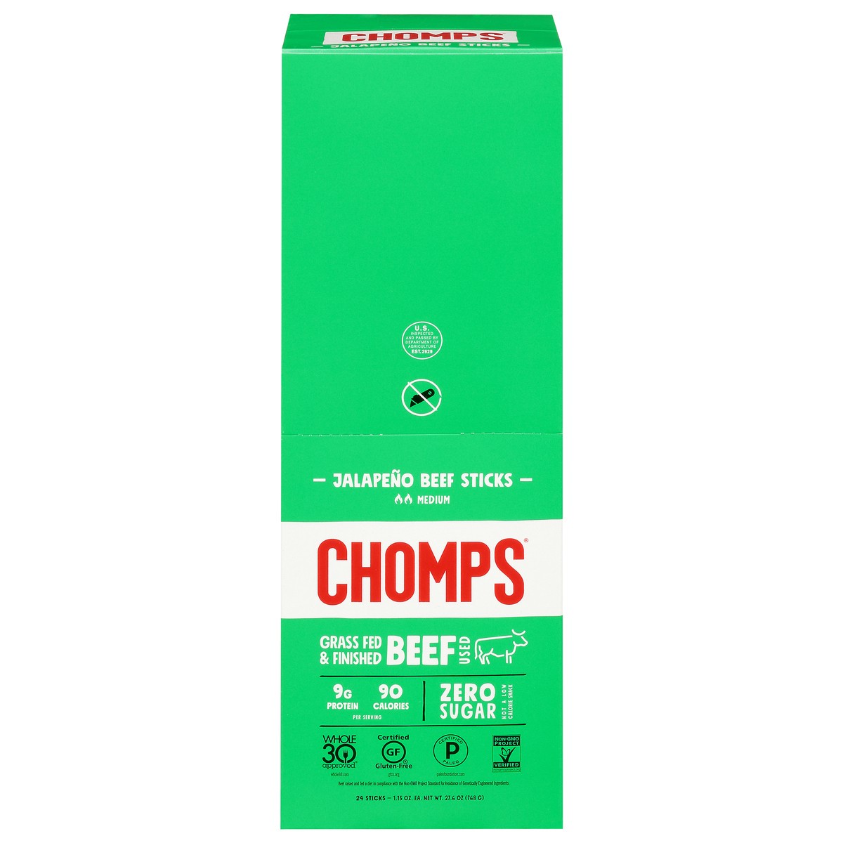 slide 1 of 13, Chomps Medium Jalapeno Beef Stick 24 ea, 24 ct