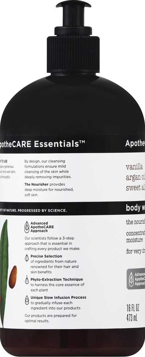 slide 3 of 6, ApotheCARE Essentials The Nourisher Vanilla, Argan Oil, Sweet Almond Body Wash, 16 fl oz