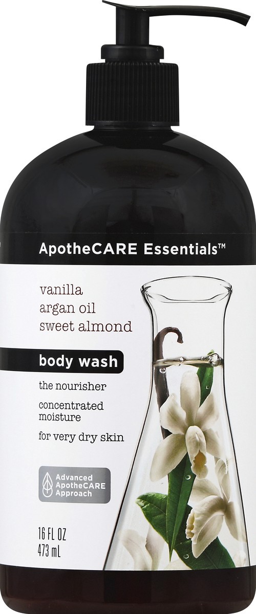 slide 5 of 6, ApotheCARE Essentials The Nourisher Vanilla, Argan Oil, Sweet Almond Body Wash, 16 fl oz