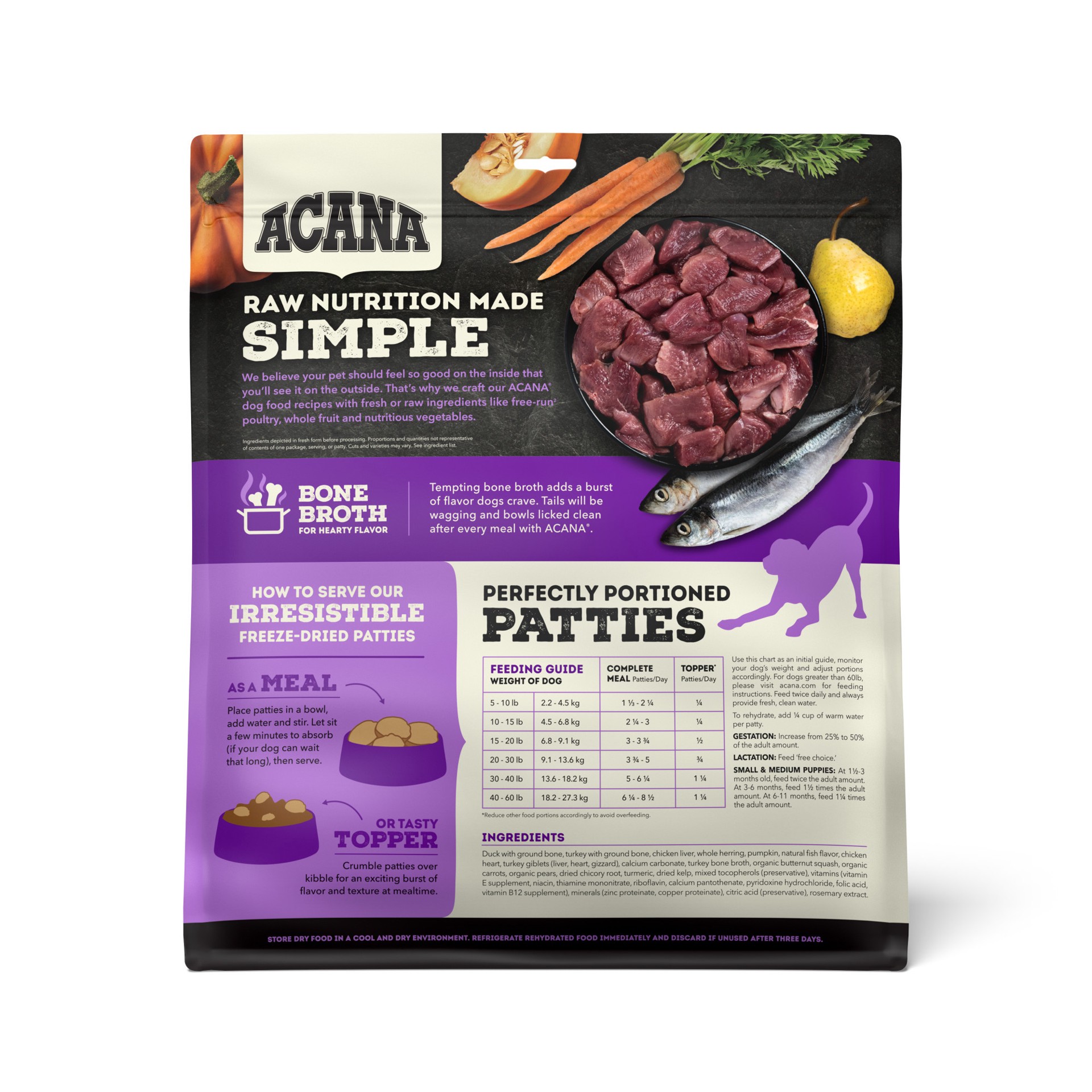 slide 2 of 5, ACANA Freeze-Dried Food Patties Free-Run Duck Recipe 14OZ, 14 oz