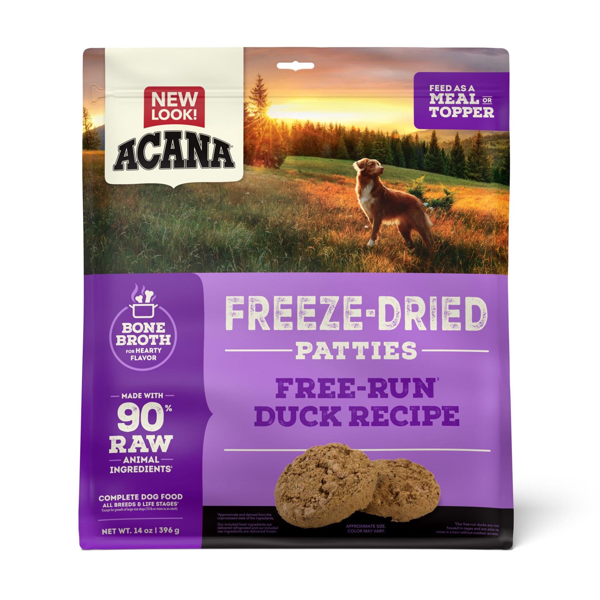 slide 1 of 5, ACANA Freeze-Dried Food Patties Free-Run Duck Recipe 14OZ, 14 oz