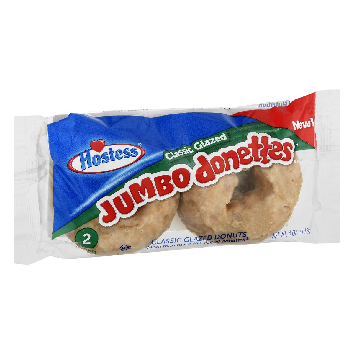 slide 3 of 10, HOSTESS Glazed Jumbo DONETTES Donuts Single Serve, 2 Count, 4 oz, 2 ct