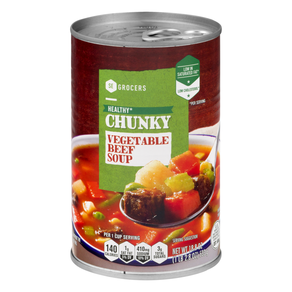 slide 1 of 1, SE Grocers Healthy Chunky Vegetable Beef Soup, 18.8 oz
